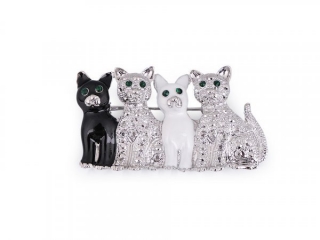 Fashion Jewelry brož kočky s kamínky 128651