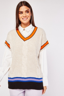 Vesta pletená béžová vel. uni (36-40)