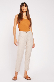 Kalhoty lněné letní béžové vel. 38, 40