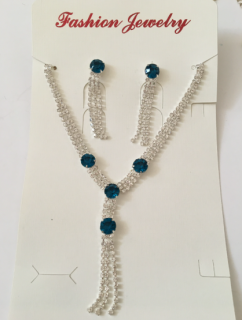 Fashion Jewelry souprava štrasová tyrkysová 8-bn430