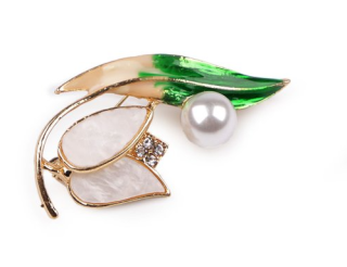 Fashion Jewelry brož s perlou a kamínky 145905