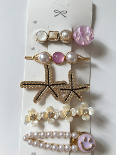 Sponky do vlasů 5 ks bílé a fialové 