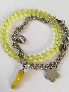 Fashion Jewelry ocelový náramek dvojitý žlutý 533-63