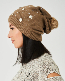 Čepice Mocha s květinami