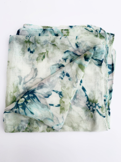 Šála s květinovým vzorem zelená