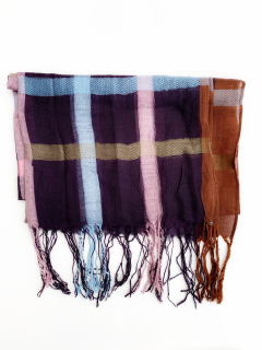 Šála kostkovaná fialová s hnědým
