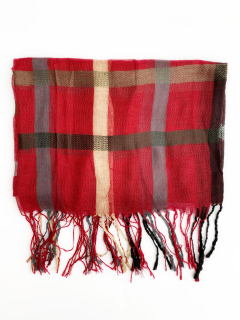 Šála kostkovaná červená s šedým