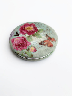 Zrcátko kapesní kosmetické motýlek a růže