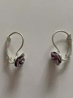 Fashion Jewelry náušnice růžička kovová fialová 4-a353