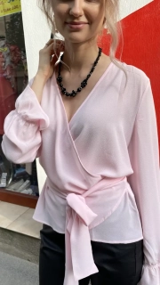 Halenka Sisley růžová zavinovací vel. M
