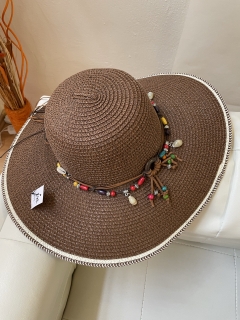 Klobouk dámský hnědý s ozdobami