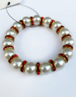 Fashion Jewelry náramek perla červená 2-b146