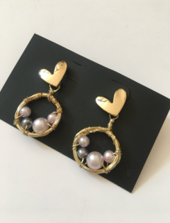 Fashion Jewelry náušnice ptáček a perličky 4-a015