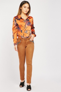 Džíny Onado skinny camel zdobené vel. S/36