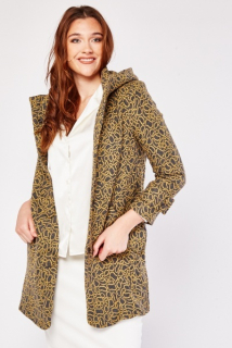 Dámský kabát Peng Xin lehký šedožlutý s kapucí vel. L