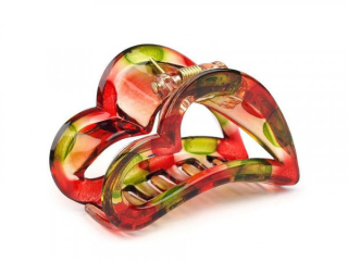 Skřipec do vlasů Srdce červená barva